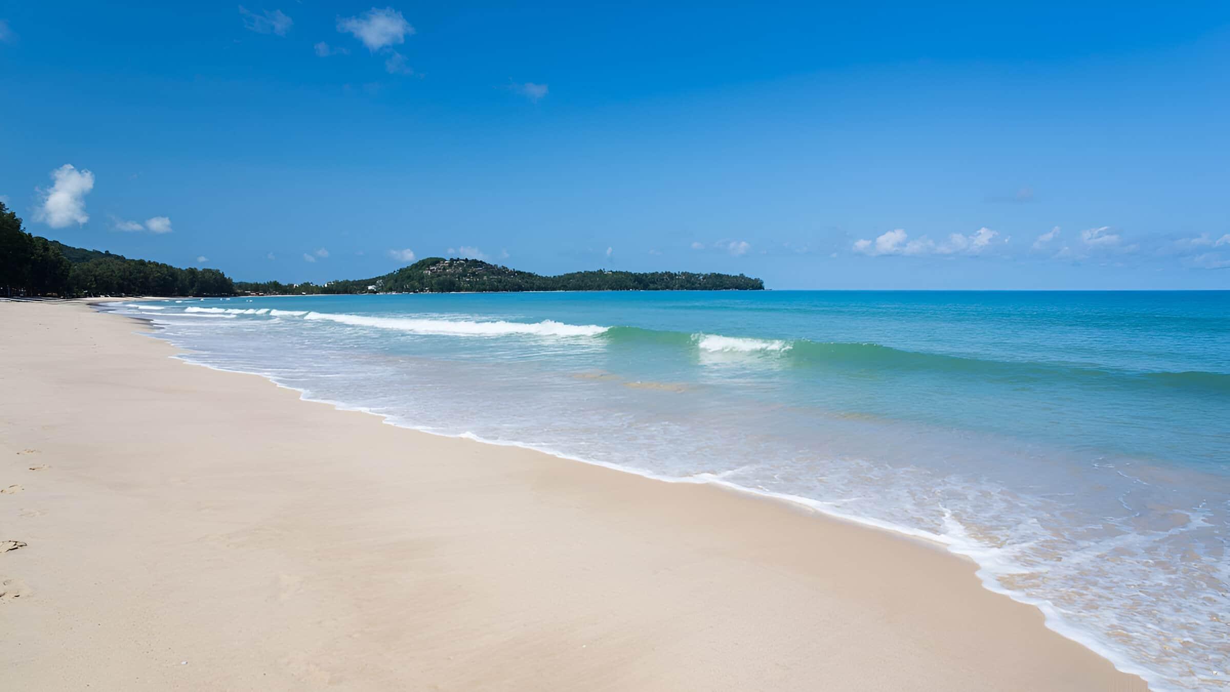 Beautiful white sand and crystal clear water on Bang Tao Beach, Phuket, Thailand